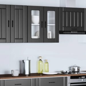 Kitchen Wall Cabinet with Glass Door "Porto" Black