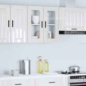 Kitchen Wall Cabinet with Glass Door "Porto" High Gloss White