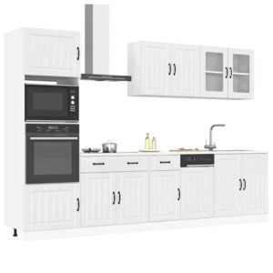 7 Piece Kitchen Cabinet Set "Lucca" High Gloss White Engineered Wood