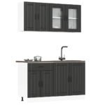 4 Piece Kitchen Cabinet Set "Lucca" Black Engineered Wood