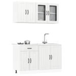 4 Piece Kitchen Cabinet Set "Lucca" High Gloss White Engineered Wood