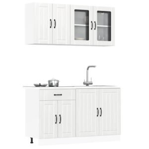 4 Piece Kitchen Cabinet Set "Lucca" High Gloss White Engineered Wood