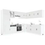 14 Piece Kitchen Cabinet Set Lucca White Engineered Wood