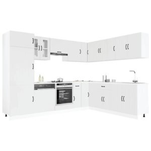 14 Piece Kitchen Cabinet Set Lucca White Engineered Wood