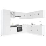 14 Piece Kitchen Cabinet Set Porto White Engineered Wood