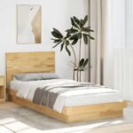 Bed Frame with Headboard without Mattress 90x190 cm Solid Wood Oak