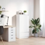 Cabinet with Drawer White 55.5x34x119.5 cm Engineered Wood