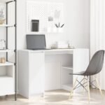 Desk White 120x42x76 cm Engineered Wood