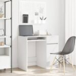 Desk White 86x49x76 cm Engineered Wood
