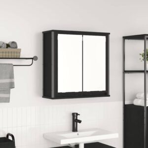 Bathroom Wall Cabinet with Mirror Black Oak 60x21x60 cm