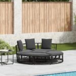 Outdoor Lounge Bed without Canopy Black Poly Rattan