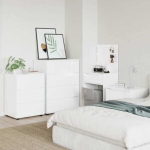 Storage Cabinet High Gloss White 60 x 48 x 81 cm
