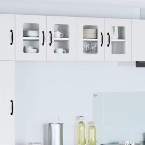Wall Glass Cabinet LUCCA 2 pcs White 60 x 31 x 40 cm