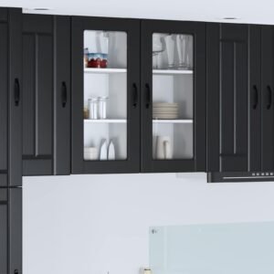Wall Glass Cabinet LUCCA Black 40 x 31 x 80 cm Engineered Wood