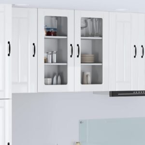 Wall Glass Cabinet LUCCA High Gloss White 40 x 31 x 80 cm