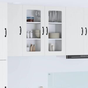 Wall Glass Cabinet LUCCA White 80 x 31 x 80 cm Engineered Wood