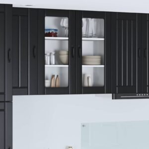 Wall Glass Cabinet LUCCA Black 80 x 31 x 80 cm Engineered Wood
