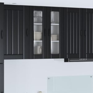 Wall Glass Cabinet LUCCA Black 60 x 31 x 80 cm Engineered Wood