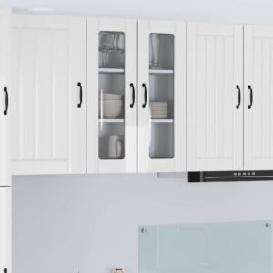 Wall Glass Cabinet LUCCA High Gloss White 60 x 31 x 80 cm