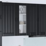 Wall Glass Cabinet LUCCA Black 40 x 31 x 100 cm Engineered Wood