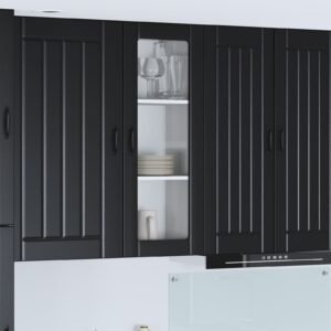 Wall Glass Cabinet LUCCA Black 40 x 31 x 100 cm Engineered Wood
