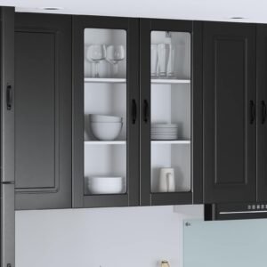 Wall Glass Cabinet LUCCA Black 80 x 31 x 100 cm Engineered Wood