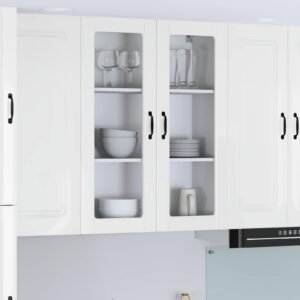 Wall Glass Cabinet LUCCA High Gloss White 80 x 31 x 100 cm