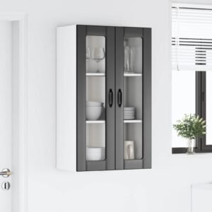 Wall Glass Cabinet LUCCA Black 60 x 31 x 100 cm Engineered Wood