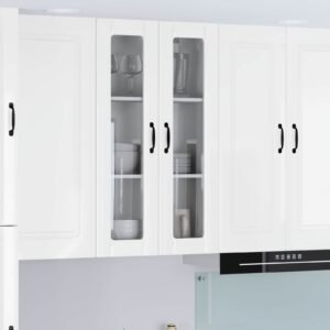 Wall Glass Cabinet LUCCA High Gloss White 60 x 31 x 100 cm