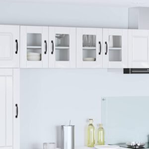 Wall Glass Cabinet PORTO 2 pcs High Gloss White 60 x 31 x 40 cm