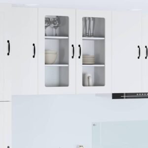Wall Glass Cabinet PORTO White 40 x 31 x 80 cm Engineered Wood
