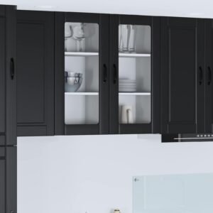Wall Glass Cabinet PORTO Black 40 x 31 x 80 cm Engineered Wood