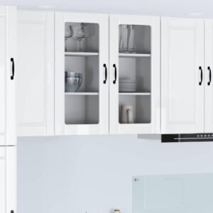 Wall Glass Cabinet PORTO High Gloss White 40 x 31 x 80 cm