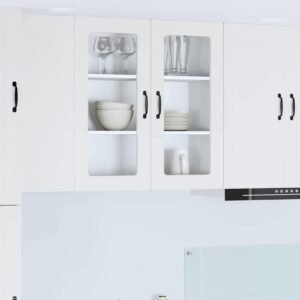 Wall Glass Cabinet PORTO White 80 x 31 x 80 cm Engineered Wood