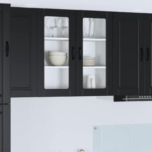 Wall Glass Cabinet PORTO Black 80 x 31 x 80 cm Engineered Wood