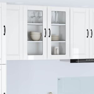 Wall Glass Cabinet PORTO High Gloss White 80 x 31 x 80 cm