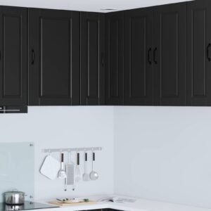 Wall Corner Cabinet PORTO Black 57 x 57 x 80 cm Engineered Wood