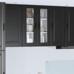 Wall Glass Cabinet PORTO Black 60 x 31 x 80 cm Engineered Wood