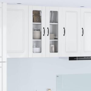 Wall Glass Cabinet PORTO High Gloss White 60 x 31 x 80 cm