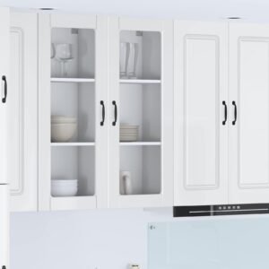 Wall Glass Cabinet PORTO High Gloss White 40 x 31 x 100 cm