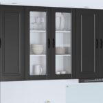 Wall Glass Cabinet PORTO Black 80 x 31 x 100 cm Engineered Wood