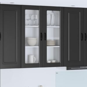 Wall Glass Cabinet PORTO Black 80 x 31 x 100 cm Engineered Wood
