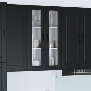 Wall Glass Cabinet PORTO Black 60 x 31 x 100 cm Engineered Wood