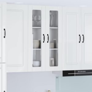 Wall Glass Cabinet PORTO High Gloss White 60 x 31 x 100 cm