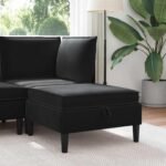 Sofa Stool with Storage Black Velvet
