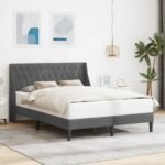 Bed Frame with Headboard Dark Grey Velvet