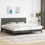 Bed Frame with Headboard Dark Grey 180 x 200 cm Corduroy Fabric