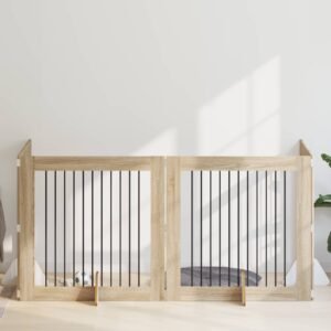 Dog Gate with Stands 4 pcs Sonoma Oak 100 x 100 cm