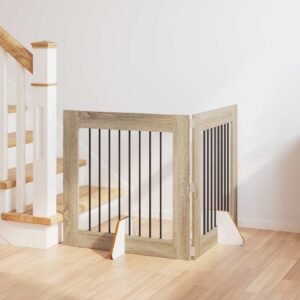 Dog Gate with Stands 2 pcs Sonoma Oak 80 x 80 cm