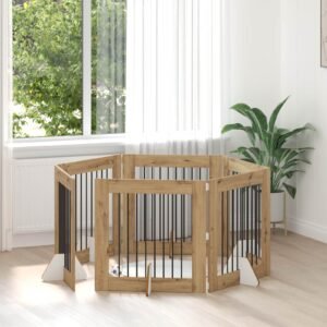 Dog Gate with Stands 6 pcs Artisan Oak 80 x 80 cm